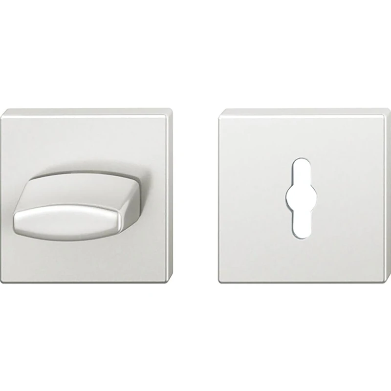 FSB 0 12 1704 00054 0105 Silver Square ASL with Bolt pin, Protective Rosette for Toilet Door Lock, anodised, R/8 mm, Aluminium Silber