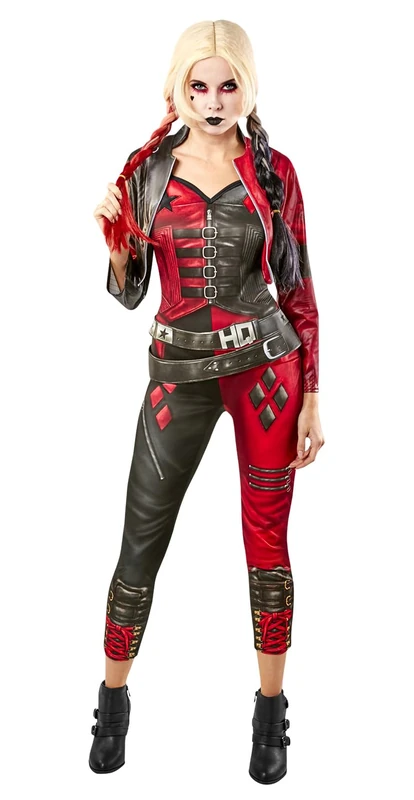 Rubies Official Harley Quinn Ladies Jumpsuit Halloween Suicide Squad 2 Womens Villain Costume, Multicolour, L(14-16) Halloween