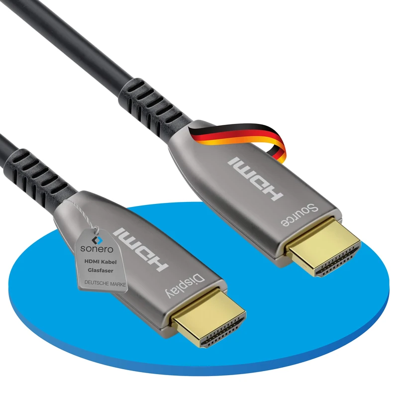 Sonero 10 m HDMI Cable 2.0b, Fibre Optic Hybrid, UHD 2160P, 4K60Hz, 4:4:4, HDR, 18Gbps, Black - Image 1