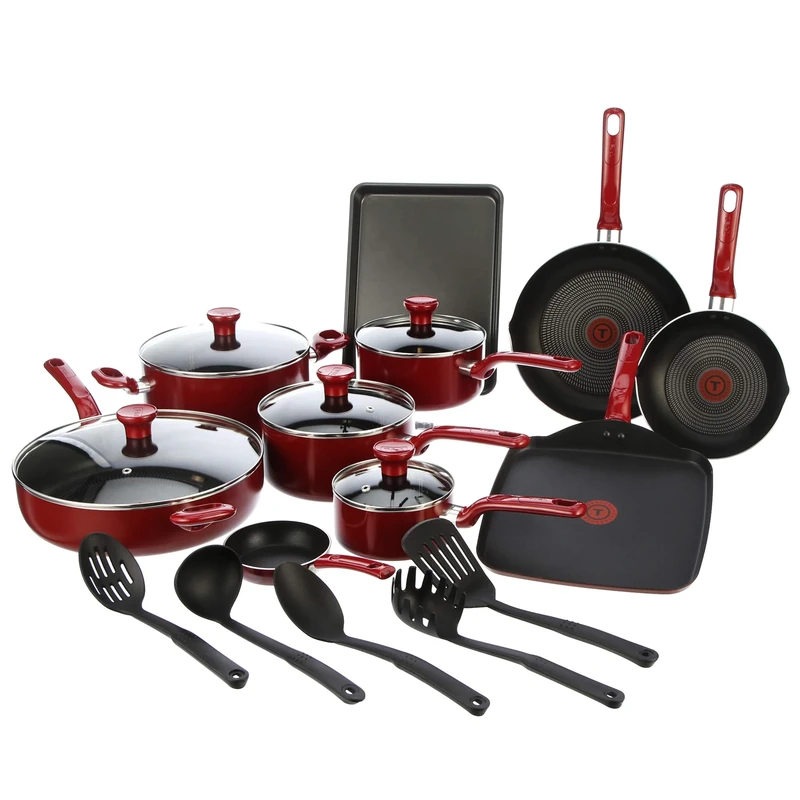 Tefal Everything in Kitchen 20-Piece Red Cookware Set - Dishwasher Safe