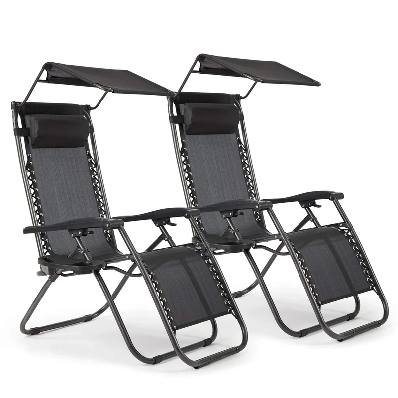 IntimaTe WM Heart Deck Chair, Alloy Steel, Black, 177 cm x 110 cm x 67 cm