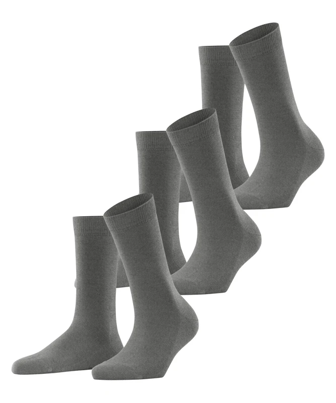 FALKE Women's Family Multipack W So Sustainable Cotton Plain 3 Pairs Socks, Grey Greymix 3399, 2.5-5