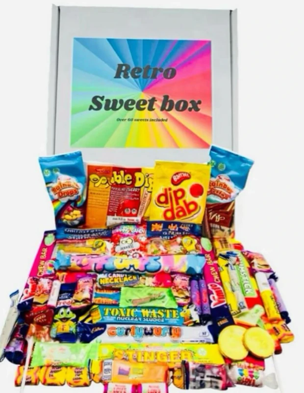 The Ultimate Retro Pick n mix Nostalgia Sweet Selection 70s 80s Box Sweet Hamper - Present Gift for Birthday, Easter, Valentines Day, Mother's Day, You Over 60 Items Piñata Filler