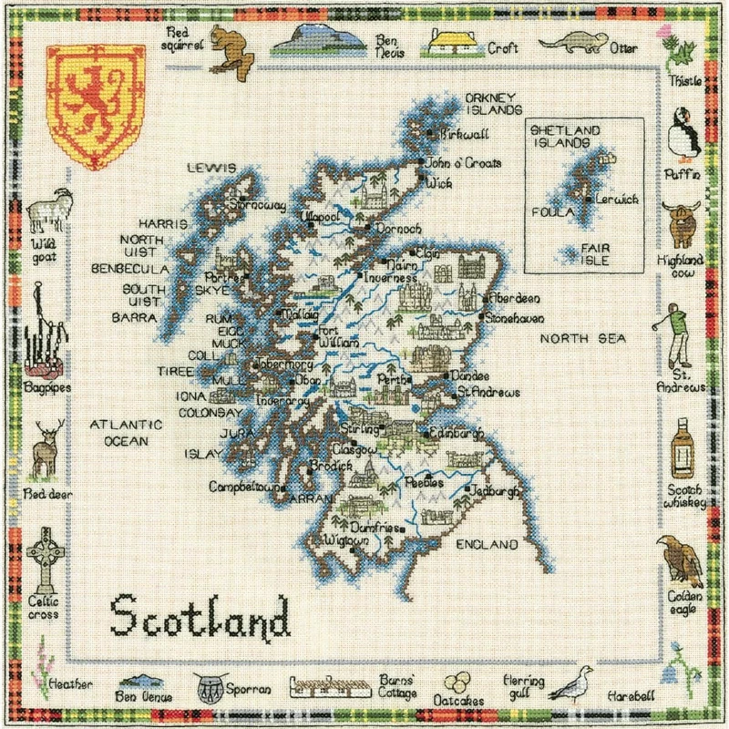 Heritage Scotland (A) Counted Cross Stitch Kit Aida SISC557-A 33x33cm - Image 1