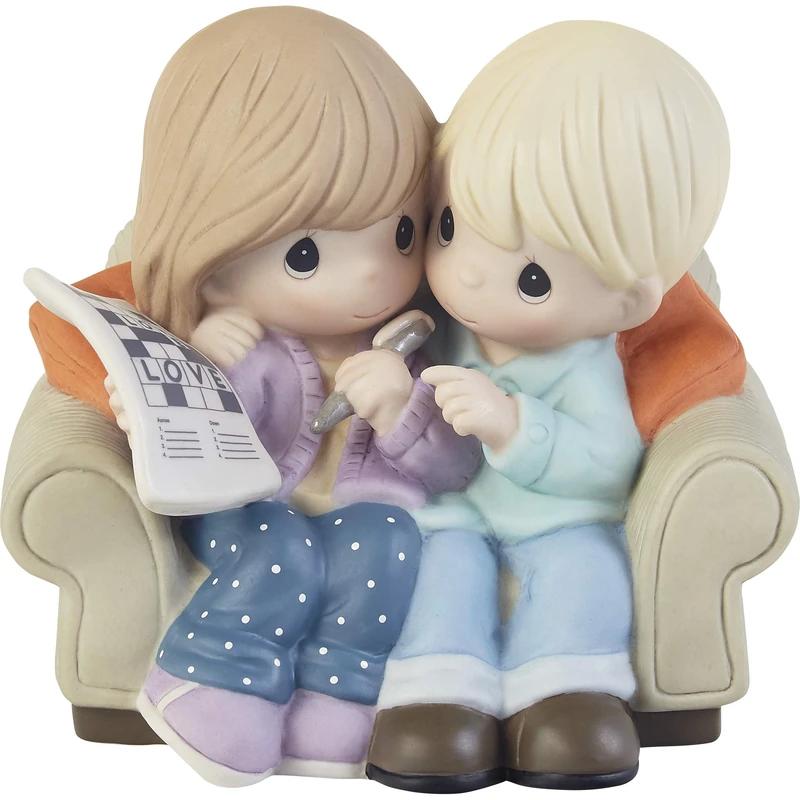 Precious Moments Couples Figurine | Love is The Answer Bisque Porcelain Figurine | Valentie's Day Gift Gift for Wife, Girlfriend | Hand-Painted
