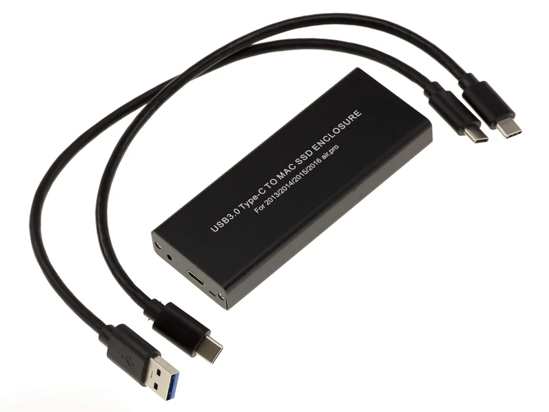 KALEA-INFORMATIQUE USB 3.0 A or C enclosure for MACBOOCK PCIe SSDs. PLX chipset. Mac 2013 2014 2015 2016 2017 2018 2019 2020 in 12+16 point format