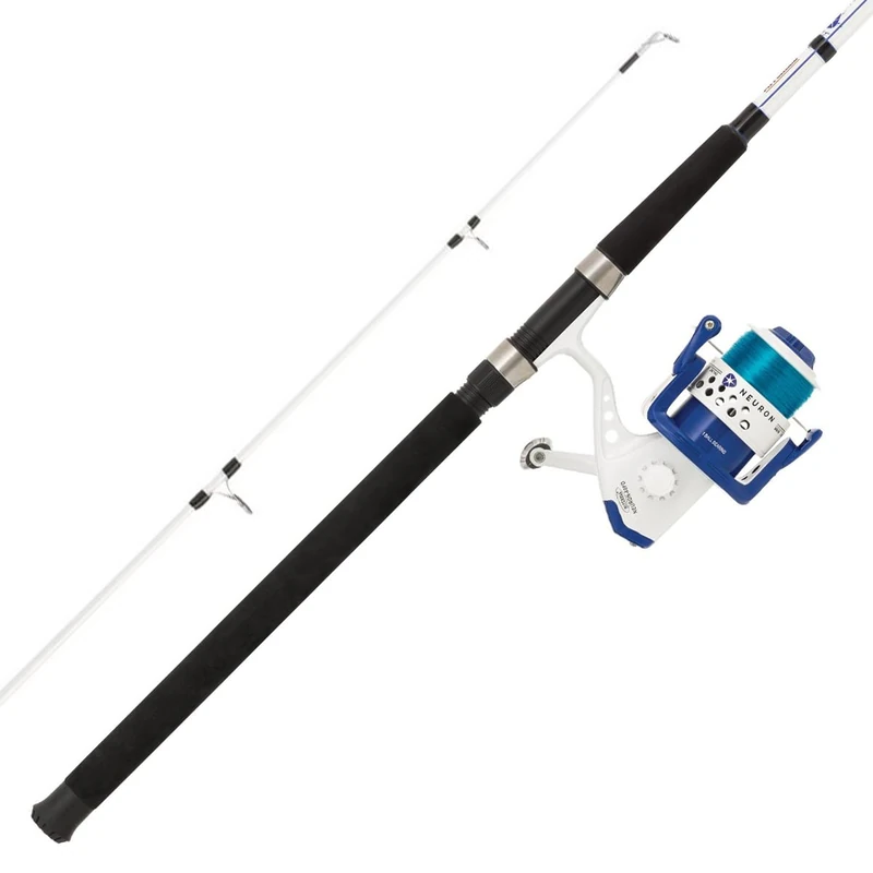 Mitchell Spinning Combo, Neuron Mackerel Rod & Reel Combos, Predator Boat fishing, Canal, Still water, freshwater, sea fishing Angler, Pre Spooled with line, Dark Blue, 6000, 2.10m, 100-300 g
