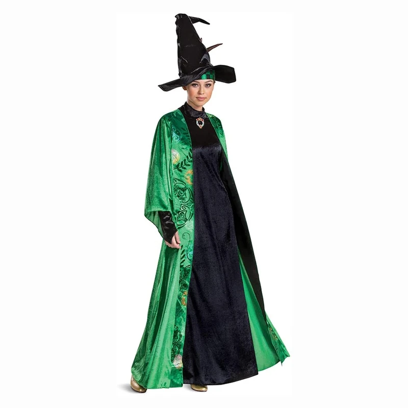 DISGUISE 116049B Professor Mcgonagall, Official Deluxe Harry Potter Wizarding World Costume Dress and Hat Adult Sized, Solid, Multicolored, M