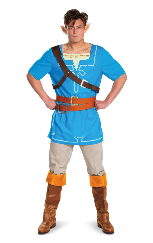 DISGUISE Link Men, Official Zelda Costume Tunic and Ears Outfit from Breath of The Wild, Multicolored, Medium (38-40)