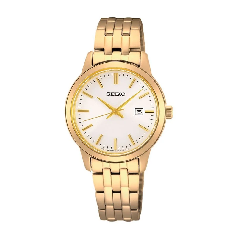 Seiko SUR412P1 Women's Quartz Watch Stainless Steel with Stainless Steel Strap, Gold, Bracelet