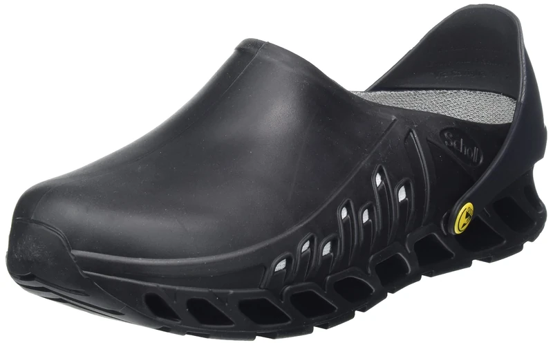 Scholl Evoflex - Professional Sanitary Clogs for Men or Women, Ultra Light and Comfortable, with Adjustable Strap, Non-Slip Sole, Removable Memory Insole with Antibacterial Lining Nero