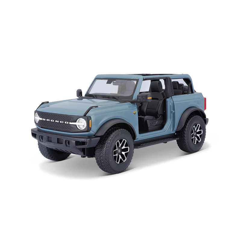 Burago – Ford Bronco 1/18 Blue Metal – Collectible Model Car with Open Hood and Tailgate, Ultra-Detailed Interior – From 3 Years Old – Gift for Children or Adults