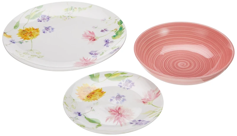 Tognana Audrey, Dinner Set for 6 People, 18 Pieces, Porcelain, Floral
