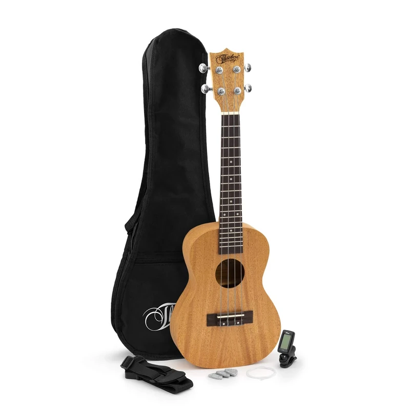 Theodore 23 inch Concert Ukulele – 2inch Mahogany Uke with Gig Bag, 3 Felt Picks, Spare Ukulele Strings, Strap and Clip On Chromatic Tuner