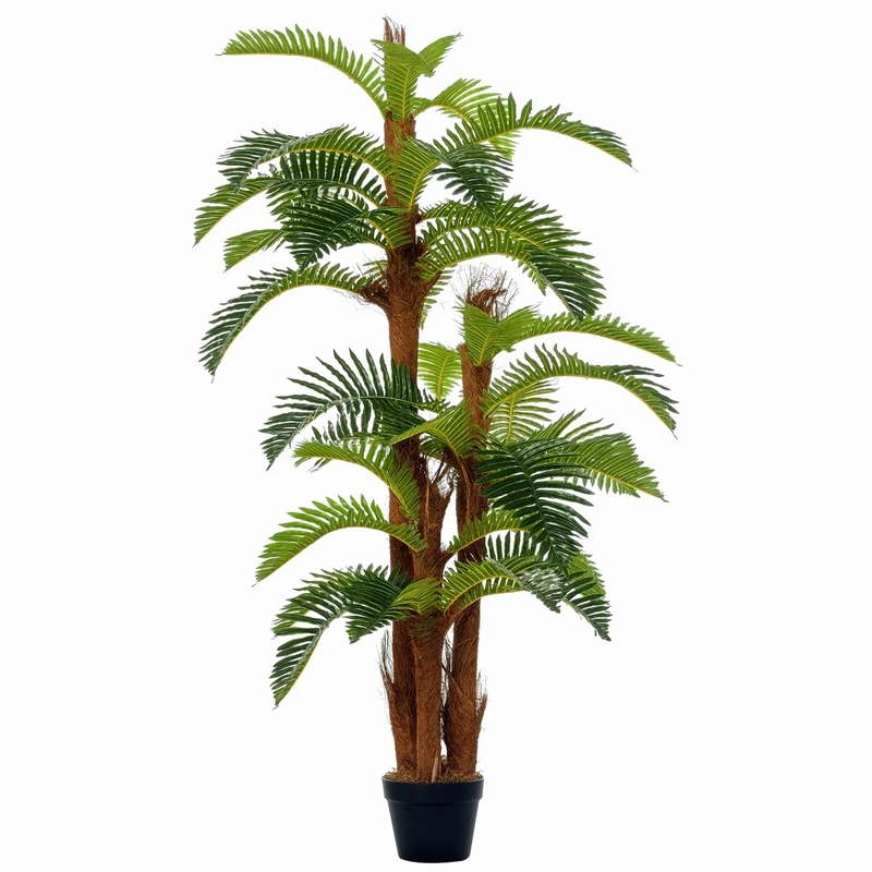 Outsunny 150cm/5FT Artificial Tropical Fern Tree Decorative Plant with Nursery Pot, Fake Plant for Indoor Decor