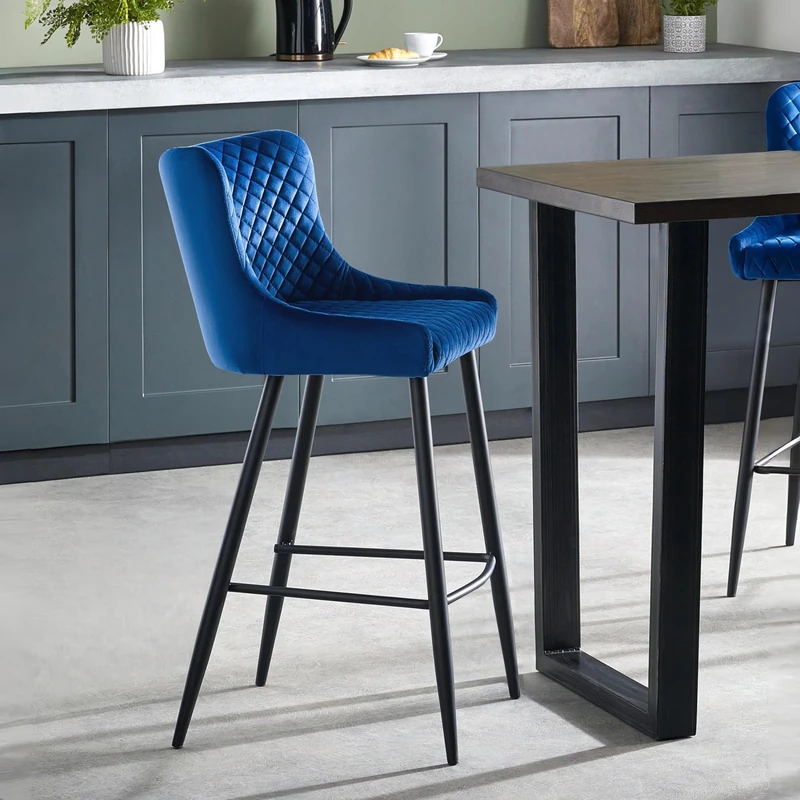 Julian Bowen Luxe Bar Stool - Blue/Black Stools