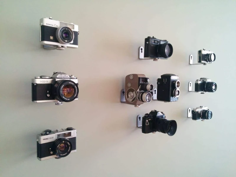 9x Floating Camera Wall Mount Display Brackets For Photographers, Vintage Cameras Collection Stands (9)