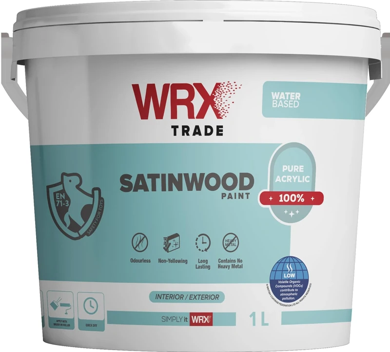 AKCALI WRX Trade Satinwood Paint – Brilliant White - Water Based (5L) SW5L
