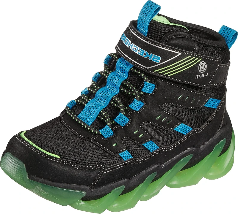 Skechers Boy's Mega Surge Flash Breeze Sneakers, Black Synthetic Textile Blue Lime Trim, 10 UK Child - Image 1