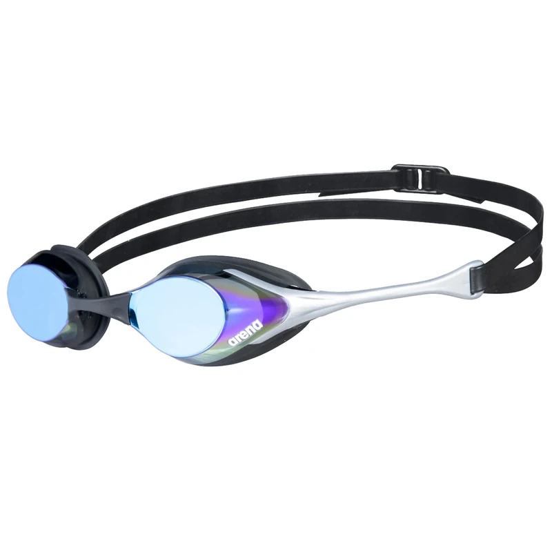 arena Cobra Original Swipe Mirror Unisex Adult Racing Swimming Goggles, Swimming Pool Goggles with Mirror Lenses, Anti-Fog UV Protection, 4 Interchangeable Nose Bridges