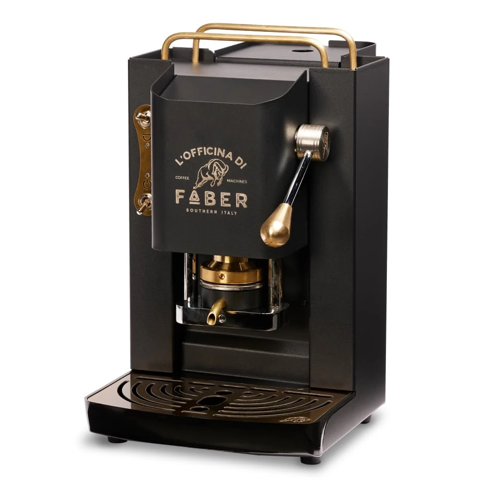 FABER COFFEE MACHINES PRO Total Deluxe Brass Coffee Maker, 44 mm Ese Paper (Black)