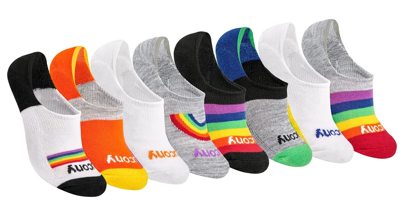 Saucony Women's Show Cushioned Invisible Liner Socks, Bright Assorted (8 Pairs), Shoe Size: 6-10