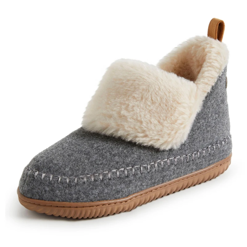 Dearfoams Women's Alpine Moritz Bootie Slipper, Grey, M