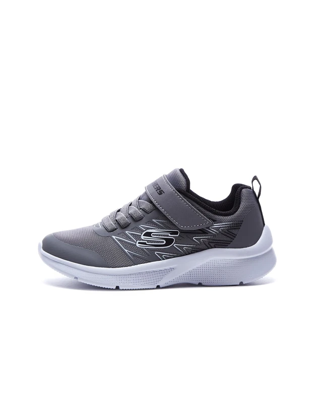 Skechers Boy's Microspec Texlor Sneaker, Gray Textile Black Textile Trim, 1.5 UK