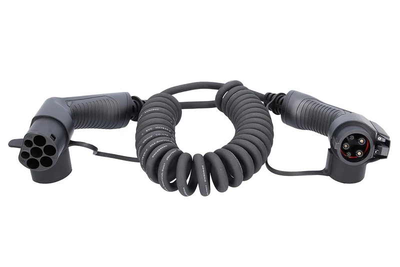 KS Tools 117.7330 efuturo Link Spiral EV Charging Cable Type 1 | 7.4 kW | 230 V Single-Phase 32A | Type 2 to Type 1 | 5 Metres