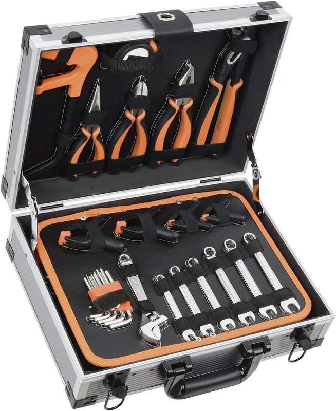 BOXER® Tool Kit 107 Piece – Aluminium Tool Case with 3/8" Ratchet, 1/4" & 3/8" Sockets, Bits, Pliers & Screwdrivers