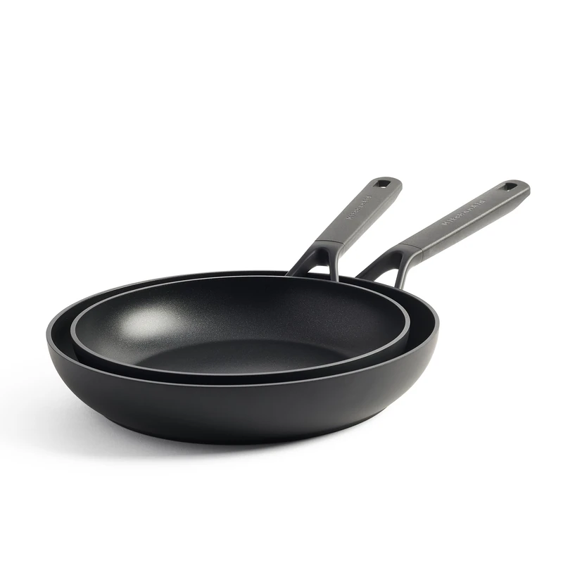 KitchenAid Classic Forged Hard Anodized PFAS-Free Healthy Ceramic Non-Stick, 24 cm and 28 cm Frying Pan Set, Induction, Oven Safe, Black - Image 1