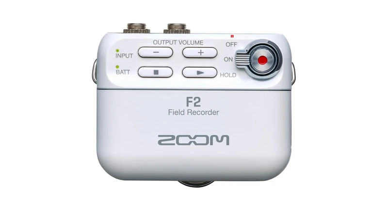ZOOM F2 Field Recorder with Lavalier Microphone – 32-Bit Float Recording without Clipping – Ideal for Podcasts, Interviews, Film & Video – EU Version – White