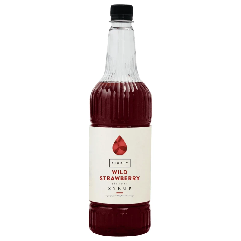Simply Wild Strawberry Syrup, Vegan & Nut Free Flavoured Syrup for Coffee, Cocktails & Baking (1 Litre)