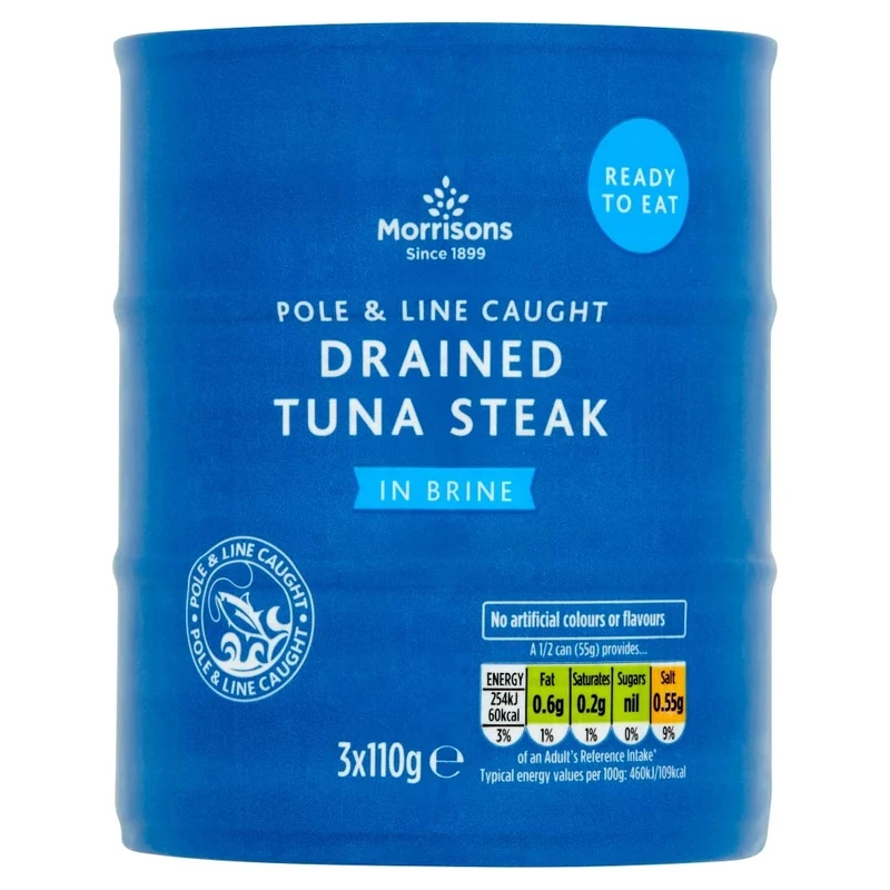 Morrisons No Drain Tuna Steak in A Little Brine 110 g x 36 - Image 1
