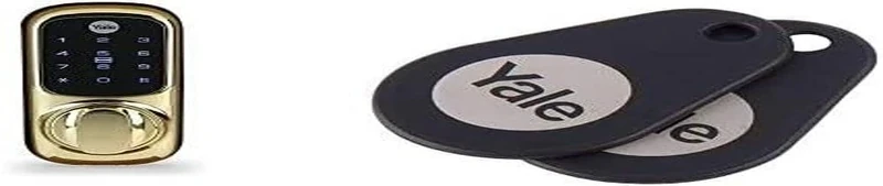 Yale Smart Living Keyless Connected Ready Smart Door Lock, Touch Keypad, Compatible with Alexa, Polished Brass & Black RFID Key Tags, Pack of 2