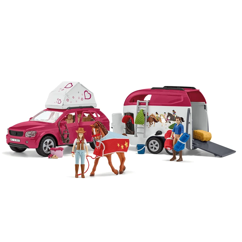 SCHLEICH 42535 Horse Club, 18-Piece Playset Horse Toys for Girls and Boys, Horse Club Adventures with Car and Horse Trailer