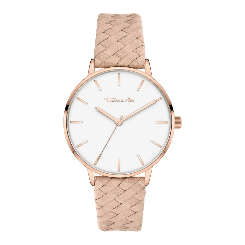 Tamaris Women's Analogue Quartz Watch with Leather Strap, Beige, 36 mm, Modern