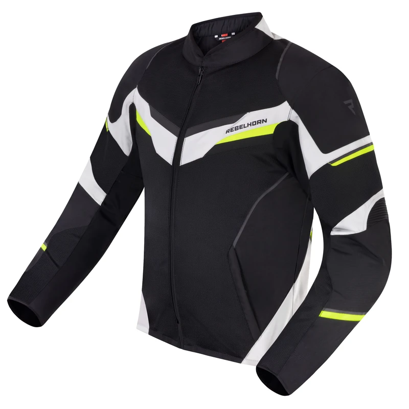 REBELHORN Men's Flux Motorcycle Jacket, Black/Fluo Yellow, L