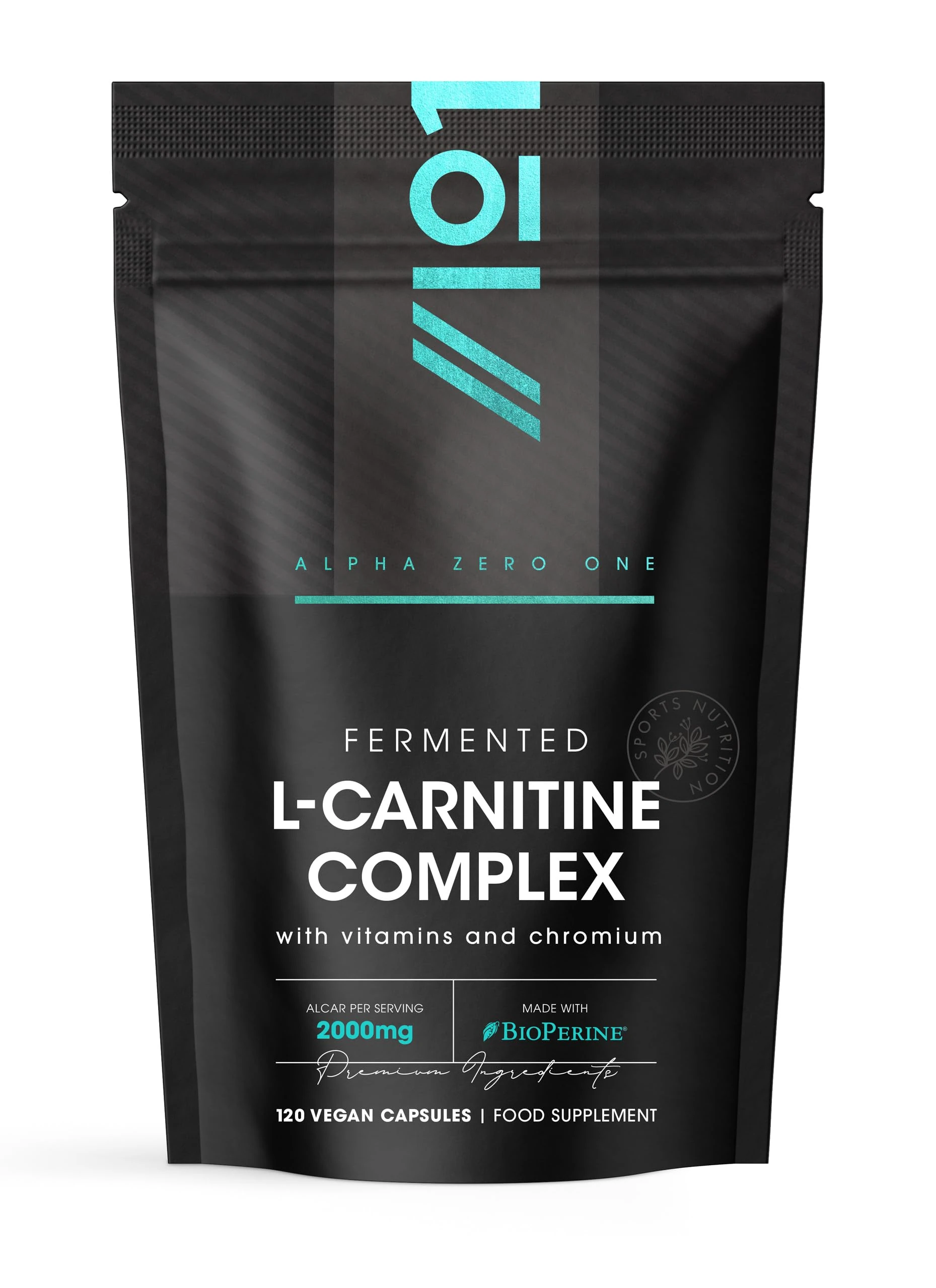 L-Carnitine 2000mg with BioPerine - 120 Capsules - Energy & Metabolism Support - High Strength Acetyl L-Carnitine Complex (30 Day Supply) by Alpha01