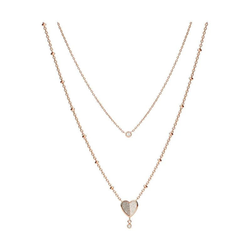 Fossil Necklace for Women Vintage Glitz, Length: 42cm + 5cm Rose Gold Stainless Steel Necklace, JF03648791