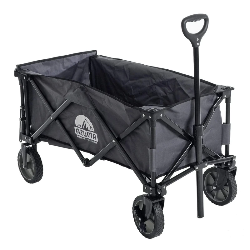 Azuma All-Terrain Collapsible Festival Trolley on Wheels Folding Wagon, Camping Cart with Adjustable Handle, Collapsible Foldable Hand Truck for Beach Outdoor Garden Picnic Shopping, 70KG Capacity - Image 1