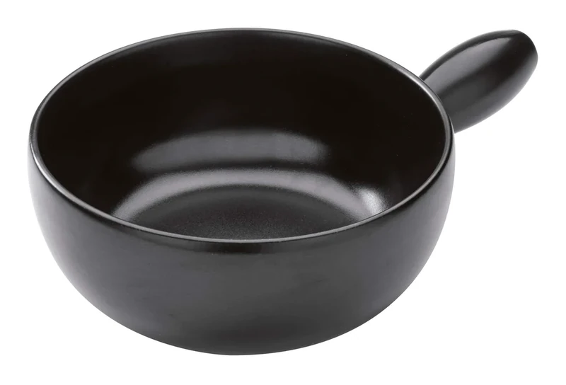 Kuhn Rikon Fondue Pot Classic Black for Induction 23cm - White Clay Ceramic Fondue Caquelon, Works on Gas, Electric and Induction Hobs, Stylish Black Finish