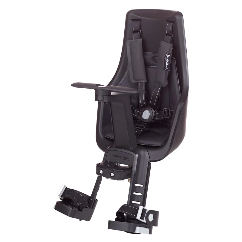 BOBIKE 8011000021 - Front Bicycle Baby Seat EXCLUSIVE MINI PLUS For Frame – Safe and Stylish for Kids 9 Months to 3 Years, Up to 15kg, Urban Black