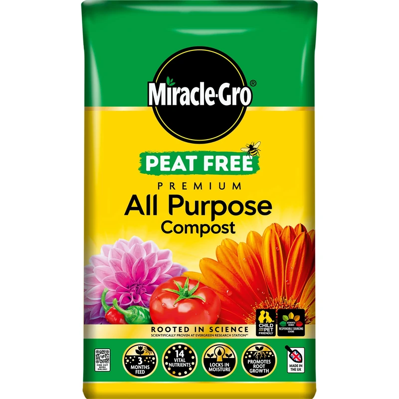 Miracle-Gro PEAT FREE Premium All Purpose Compost, 20 litre, Brown