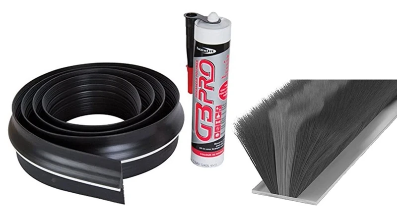 Stormguard 04SR5072515BL Garage Floor Seal Threshold 2515MM Black, Aluminium & Black 05SR750007MGR 7 m Garage Door Self-Adhesive Brush Pile Draught Seal, 7m
