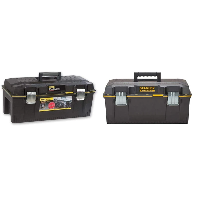 STANLEY FATMAX Waterproof Toolbox Storage with Heavy Duty Metal Latch, 28 Inch & FATMAX Waterproof Toolbox Storage with Heavy Duty Metal Latch, Portable Tote Tray for Tools and Small Parts, 23 Inch