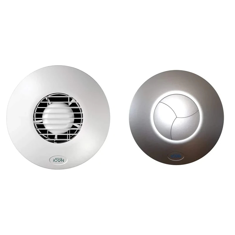 Airflow iCON ECO 15 240V 100mm Extractor Fan Outlet & iCVSV15 iCON 15 Cover Silver