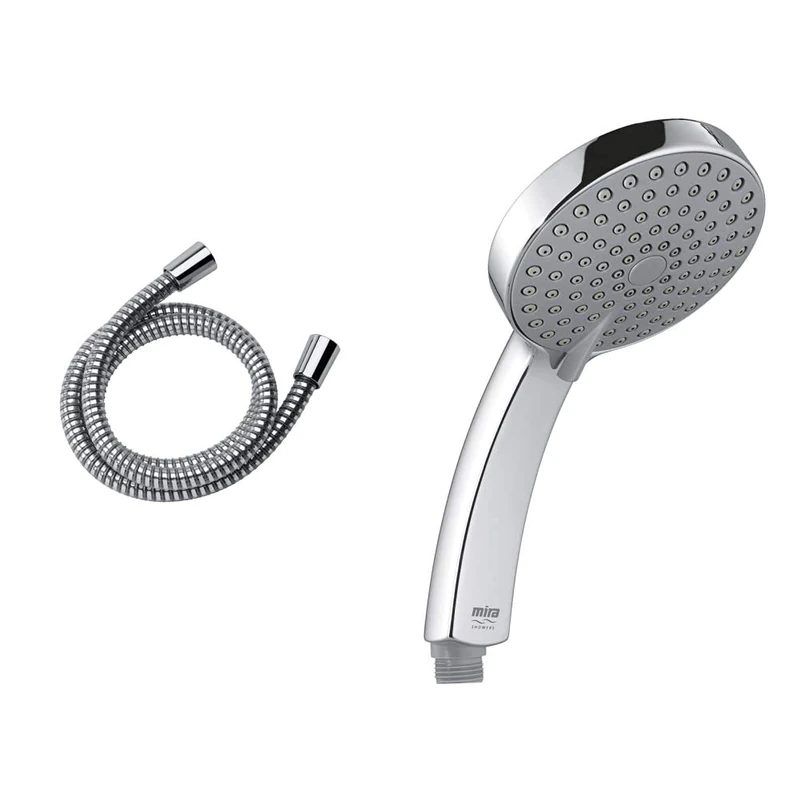 Mira Response 1.1605.167 Plastic Shower Hose 1.25 m, Chrome Finish & Citrus 110mm Five Spray Replacement Chrome Shower Head