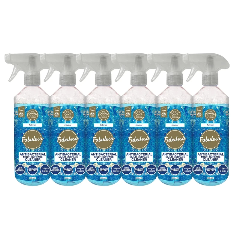 Fabulosa Antibacterial Disinfectant Spray, All Purpose Multi Surface Cleaner, 500ml, 6 pack, Intense, Packaging may vary