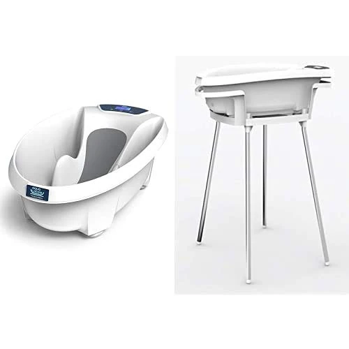 Aqua Scale V3 Next Generation Digital Baby Bath, White with V3 Safety Bath Stand, White